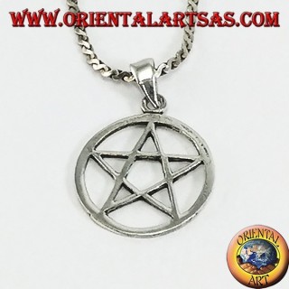 Pendentif en argent avec étoile pentacle dans le cercle, petit