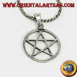 Silberner Anhänger mit Pentagelstern im Kreis, klein