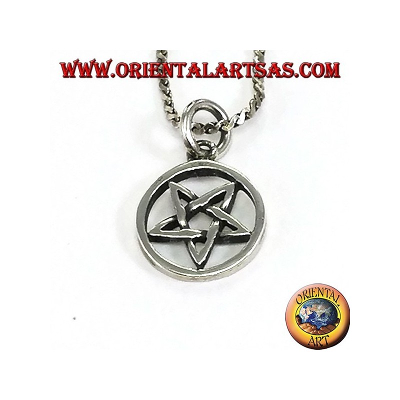 Pendentif en argent pentacle inversé avec pointe vers le bas