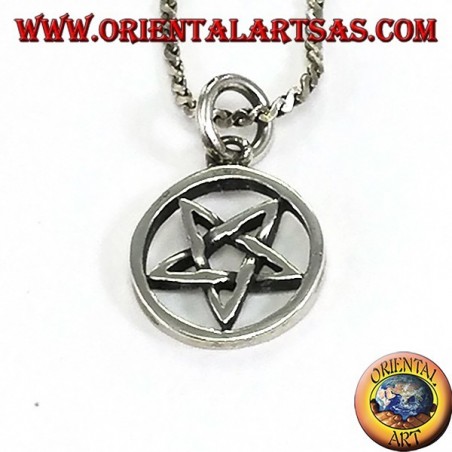 Ciondolo in argento pentacolo rovesciato con punta verso giù