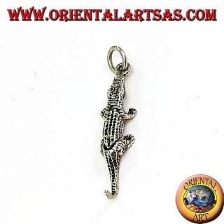 Colgante en plata, cocodrilo móvil (se mueve en tres piezas)