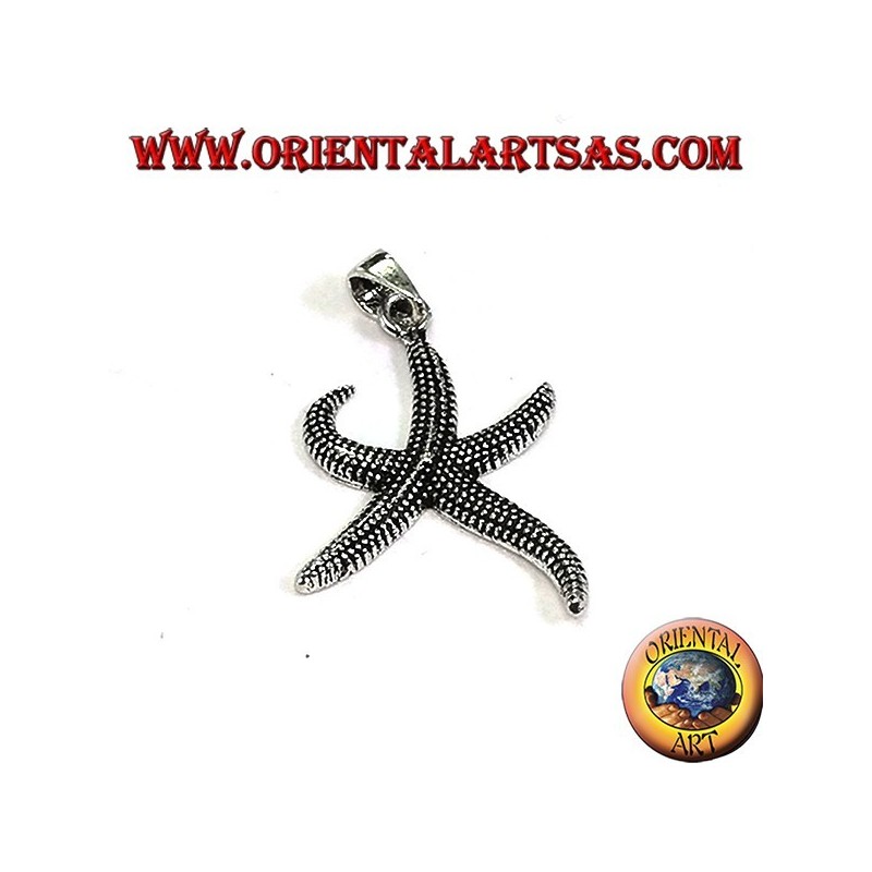 Starfish pendant in burnished silver