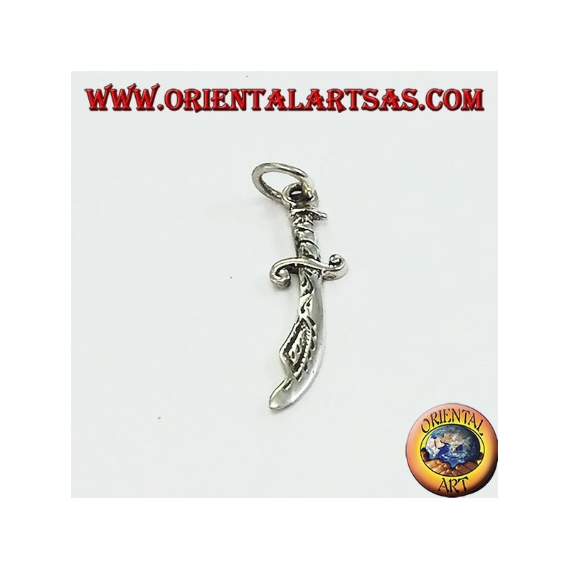 Silver pendant in the shape of a scimitar (typical Arab sword)