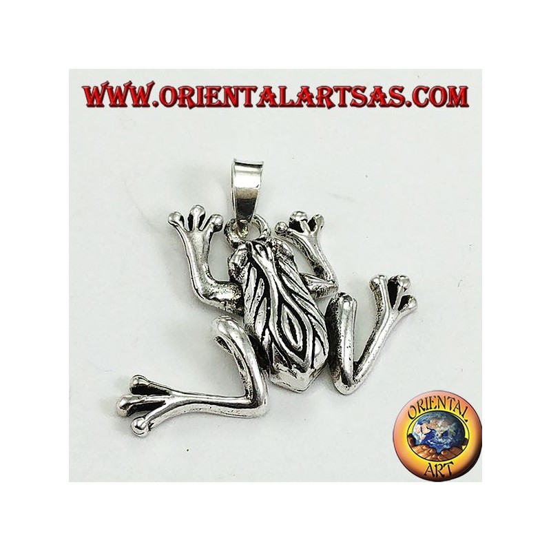 Pendant in silver three-dimensional frog, mobile
