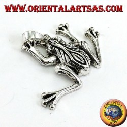 Pendant in silver three-dimensional frog, mobile