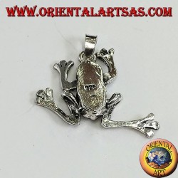 Pendant in silver three-dimensional frog, mobile