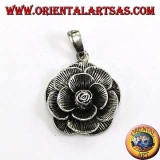 Colgante de plata en forma de flor rosa (grande)