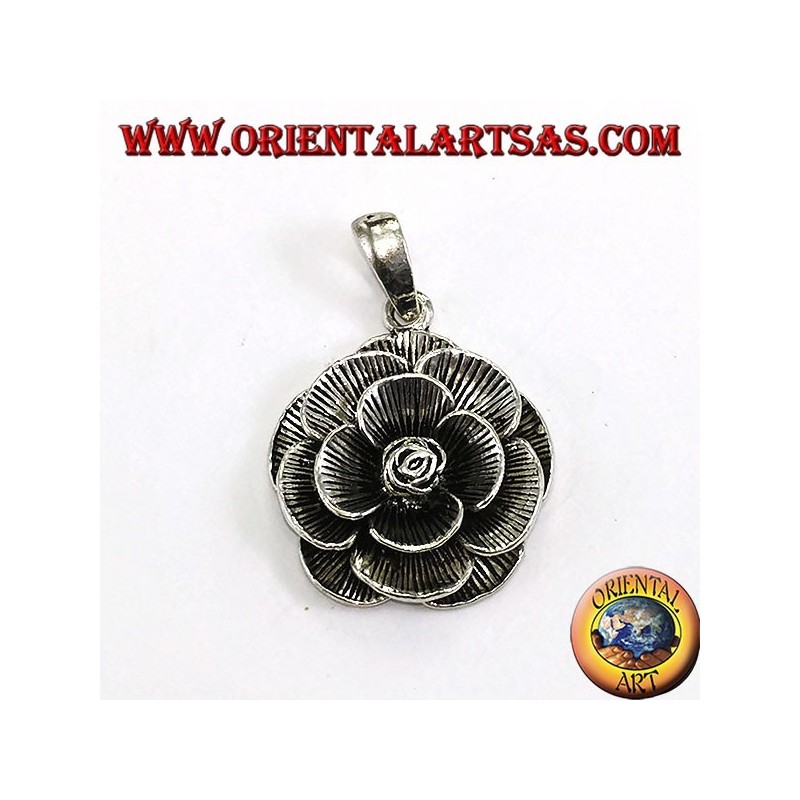 Silver pendant in the form of a rose flower (large)