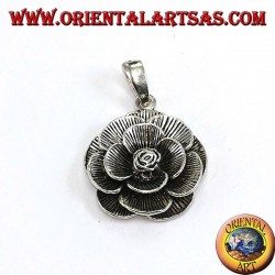 Pendentif en argent sous la forme d'une fleur rose (grand)