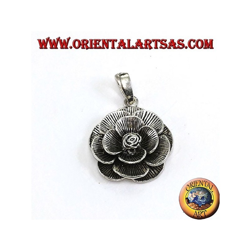 Colgante de plata en forma de flor rosa (grande)