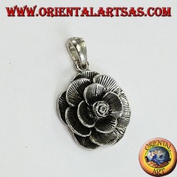 Colgante de plata en forma de flor rosa (grande)