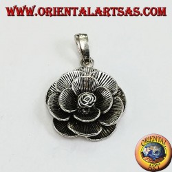 Colgante de plata en forma de flor rosa (grande)