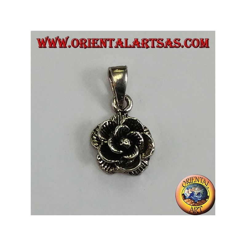 Silver pendant in the form of a rose flower 