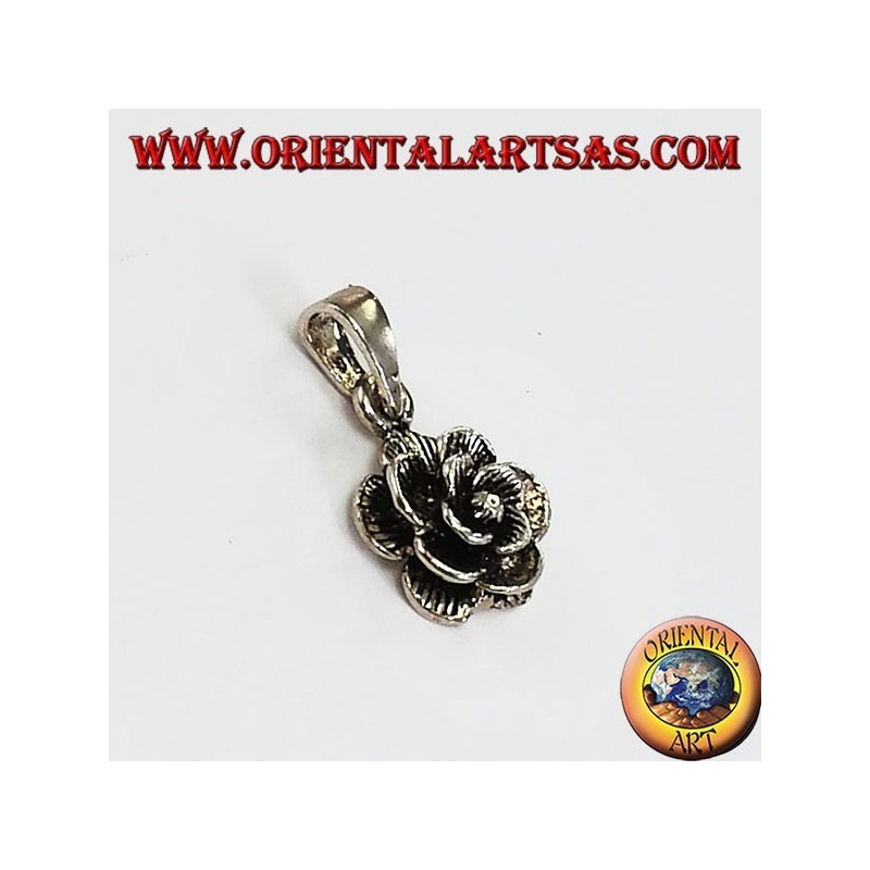 Silver pendant in the form of a rose flower 