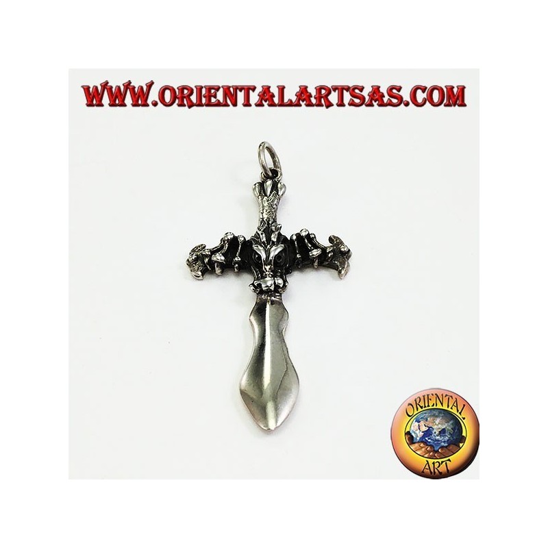Pendentif en argent, épée à tête de dragon