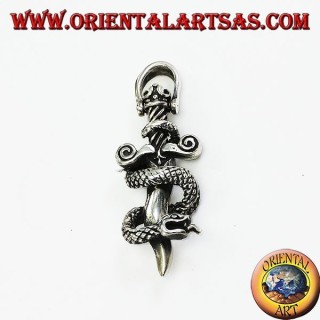 Pendant in silver dagger with cobra
