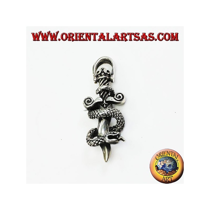 Pendant in silver dagger with cobra