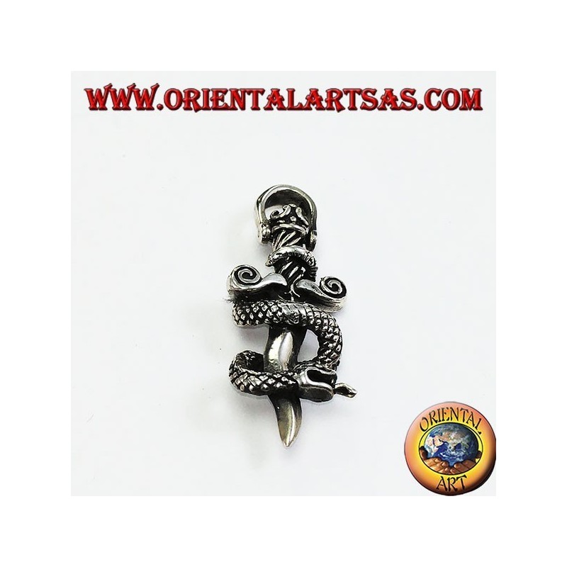Pendant in silver dagger with cobra