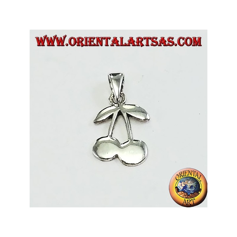 Silver pendant of a pair of cherries