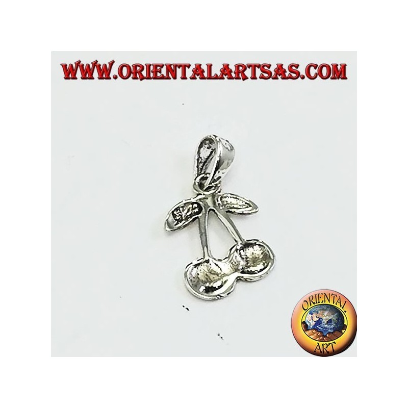 Silver pendant of a pair of cherries