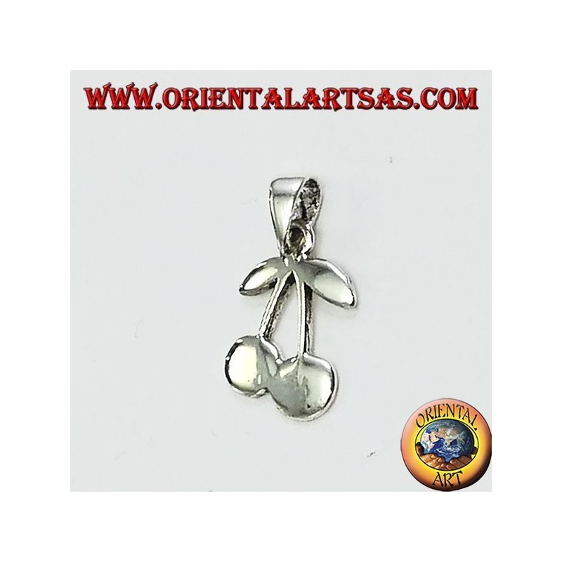 Silver pendant of a pair of cherries