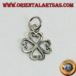 Silver pendant, four-leaf clover of four hearts