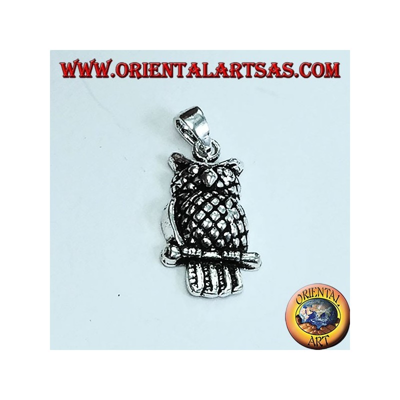 Ciondolo in argento gufo reale sul ramo