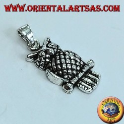 Pendentif hibou aigle argenté sur la branche