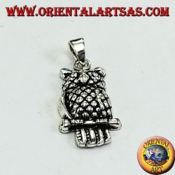 Silver eagle owl pendant on the branch