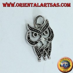 Silver pendant with dotted owl