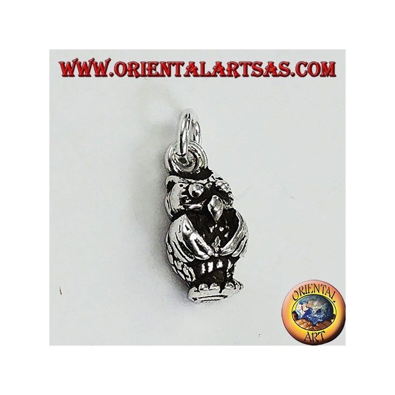 Pendentif en chouette tridimensionnelle en argent