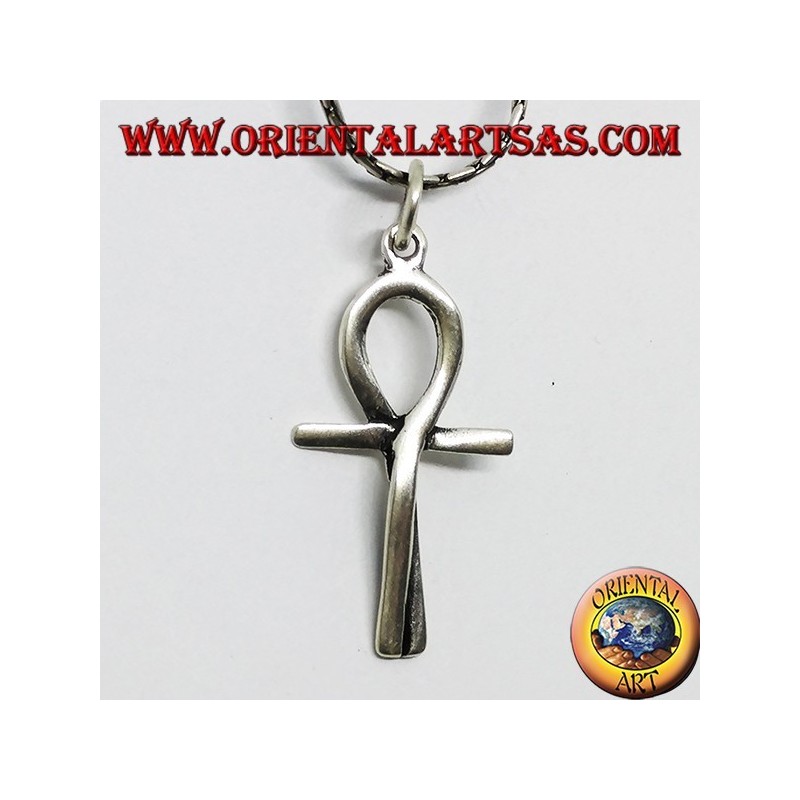 Silver pendant cross Egyptian egkh, intertwined