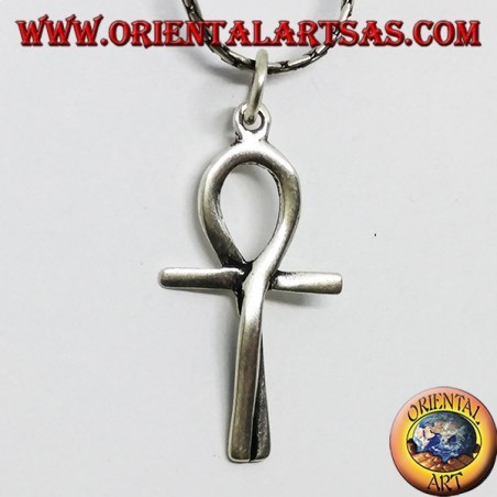 Ciondolo in argento croce egizia ankh intrecciataave della vita ) intarsiata