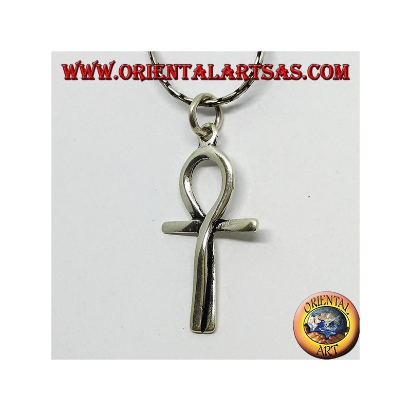 Ciondolo in argento croce egizia ankh intrecciata