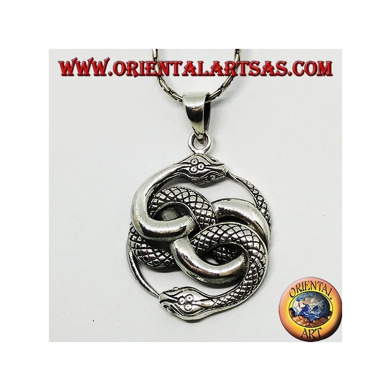 Ciondolo in argento,  Talismano di Auryn Ouroboros ( grande )
