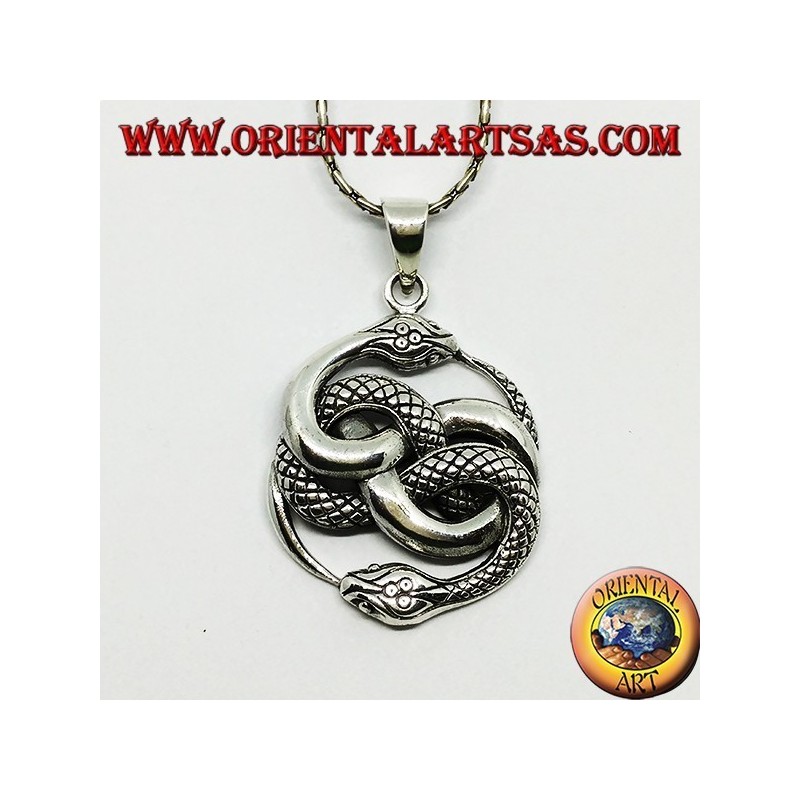 Ciondolo in argento,  Talismano di Auryn Ouroboros ( grande )
