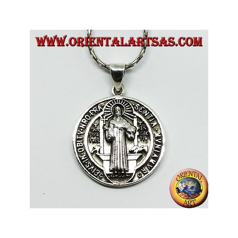 Colgante en plata Medallón de San Benito