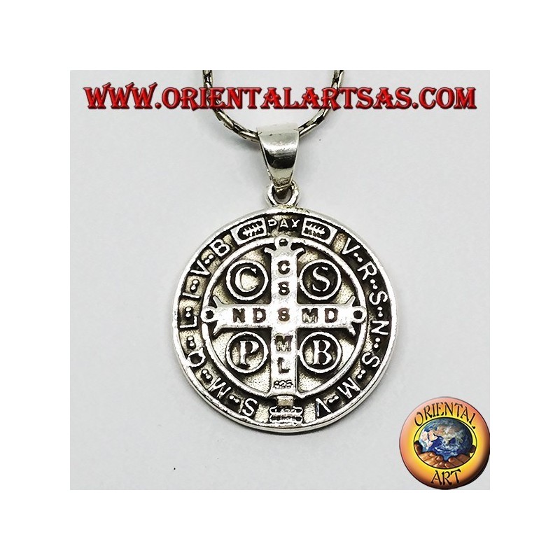 Pendant in silver Medallion of Saint Benedict