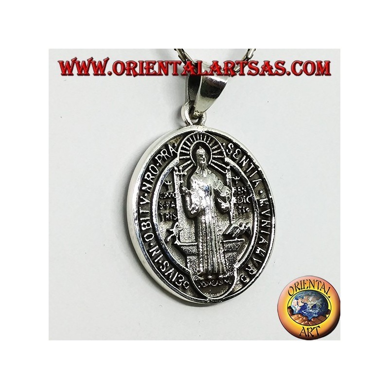Pendant in silver Medallion of Saint Benedict