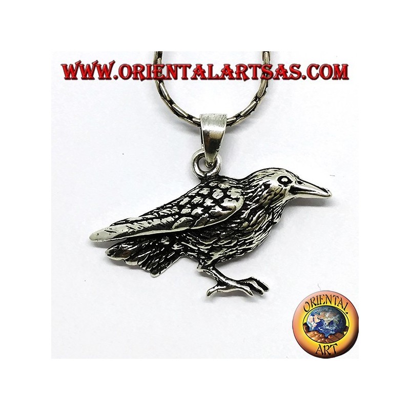 Colgante en plata cuervo pájaro sagrado de Odin