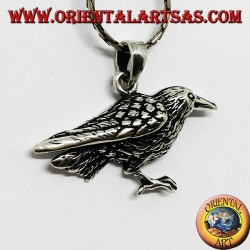 Pendant in silver crow bird sacred of Odin