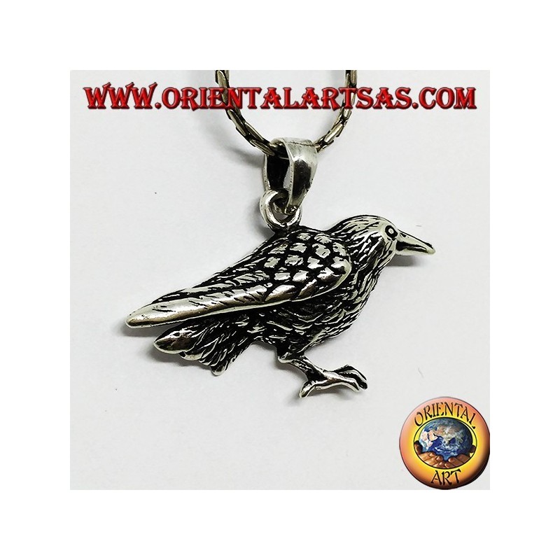 Colgante en plata cuervo pájaro sagrado de Odin