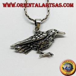 Pendentif en corneille argentée sacrée d'Odin