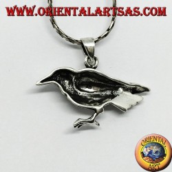 Pendentif en corneille argentée sacrée d'Odin