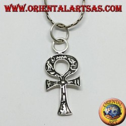 Silver pendant, ankh cross with hieroglyphics, cross of love