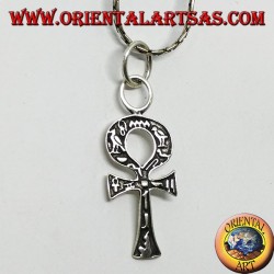 Ankh Kreuz Silber Anhänger mit Hieroglyphen, Kreuz der Liebe