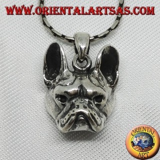 Ciondolo in argento, testa di  bulldog