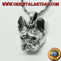 Silver pendant, bulldog head