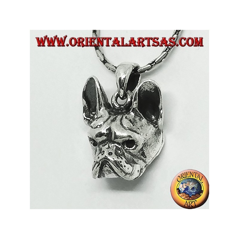 Silver pendant, bulldog head