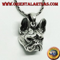Pendentif en argent, tête de bouledogue